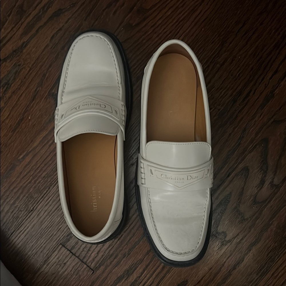Dior White Loafers Slip-On Elegance
